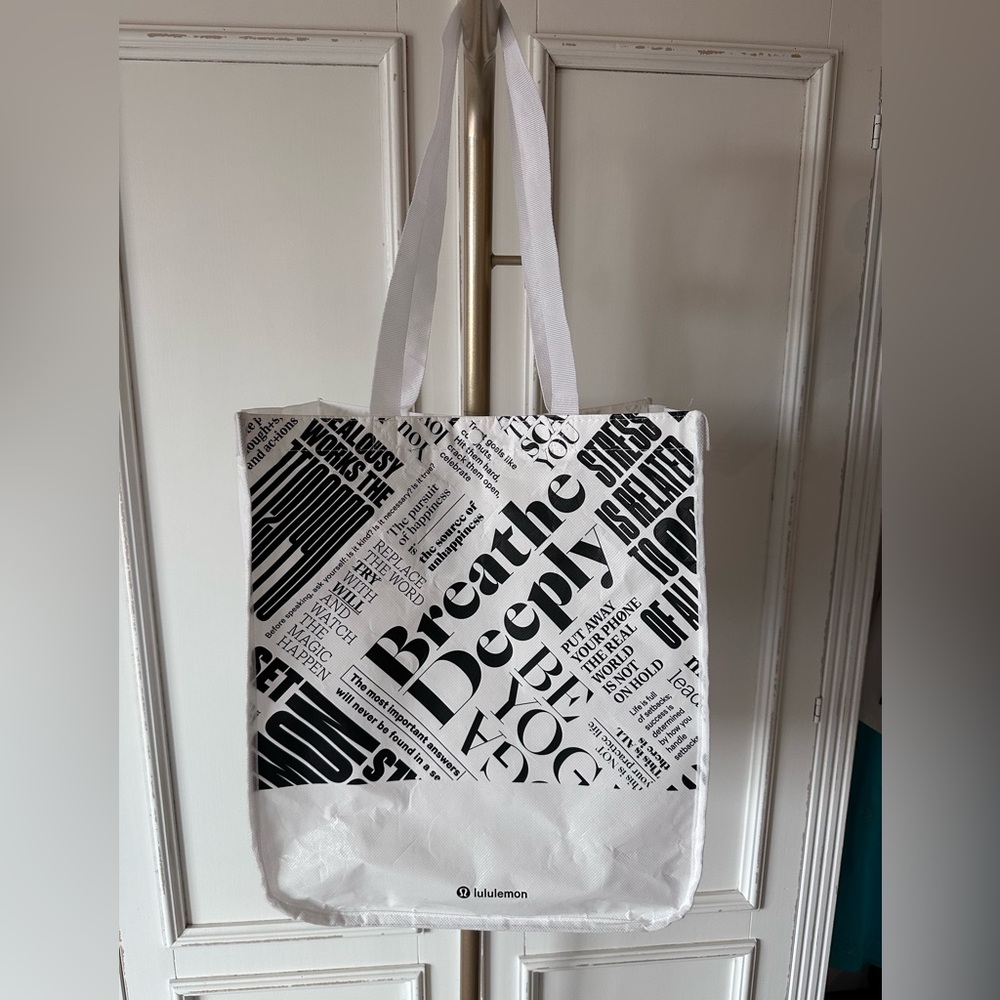 Lululemon Athletica Black and White Shopping Bag
